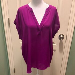 Cynthia Steffe Fuchsia V-Neck Blouse